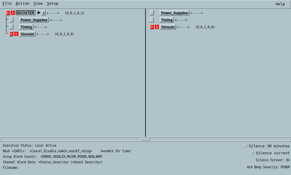 Default Motif-influenced main window using the same synthetic alarm fixture