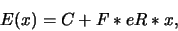 \begin{displaymath}E(x) = C + F * e {R*x}, \end{displaymath}