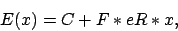 \begin{displaymath}E(x) = C + F * e {R*x}, \end{displaymath}