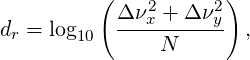 ( 2 2)
d = log Δ-νx +-Δ-νy ,
r 10 N