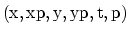${\rm (x, xp, y, yp, t, p)}$