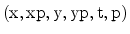 ${\rm (x, xp, y, yp, t, p)}$