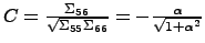 $ C =
\frac{\Sigma_{56}}{\sqrt{\Sigma_{55}\Sigma_{66}}} =
-\frac{\alpha}{\sqrt{1+\alpha^2}}$