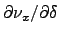 $\partial \nu_x/\partial\delta$