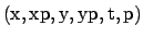 ${\rm (x, xp, y, yp, t, p)}$