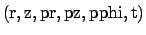 ${\rm (r, z, pr, pz, pphi, t)}$