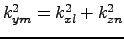 $k^2_{ym} = k^2_{xl} + k^2_{zn}$