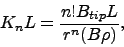 \begin{displaymath}
K_n L = \frac{n! B_{tip} L}{r^n (B\rho)},
\end{displaymath}