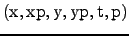 ${\rm (x, xp, y, yp, t, p)}$